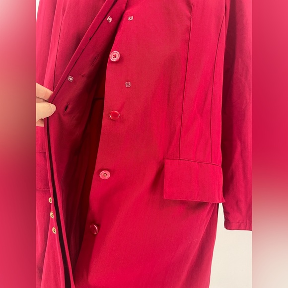 VTG 1980s Cranberry Long Sleeve Wool Shift Midi Dress / Blazer Dress - Picture 9 of 16